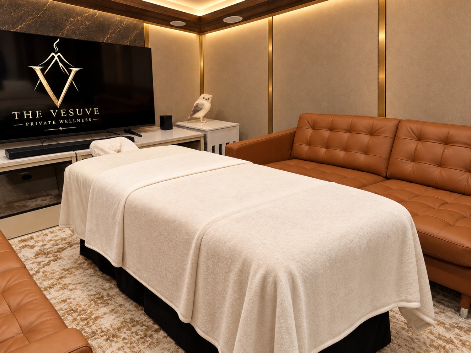 The Vesuve professional massage table setup in a private wellness setting